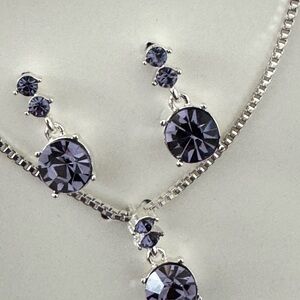 Nine West Silver and purple Necklace Set